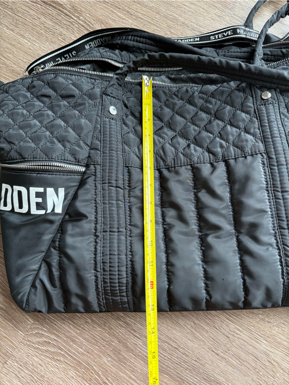 Steve Madden Black Quilted Nylon Weekender Duffel - Picture 13 of 14